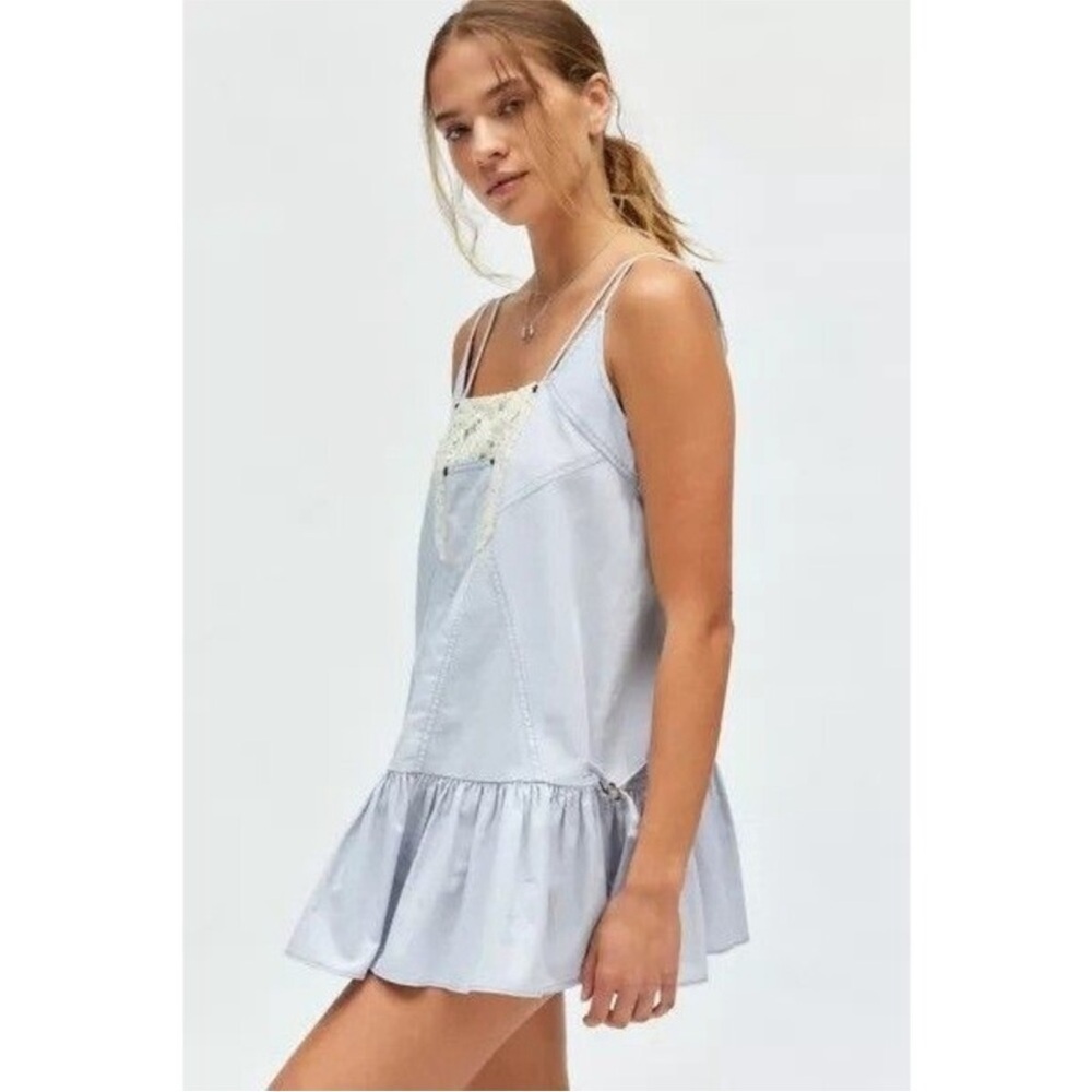 Urban Outfitters BDG Allison Utility Drop Waist Mini Micro Dress Cotton $89